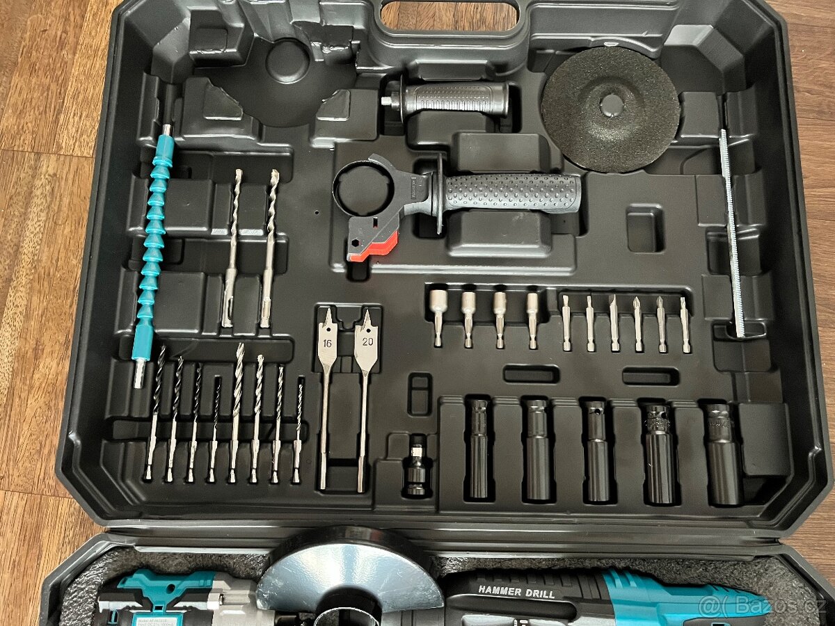 Sada nářadí 4v1 - flexa + rázový utahovák + vrtačka + kladiv - 6