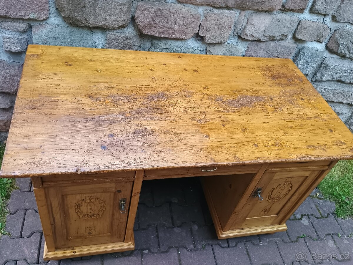 starý psací stůl smrk - 6