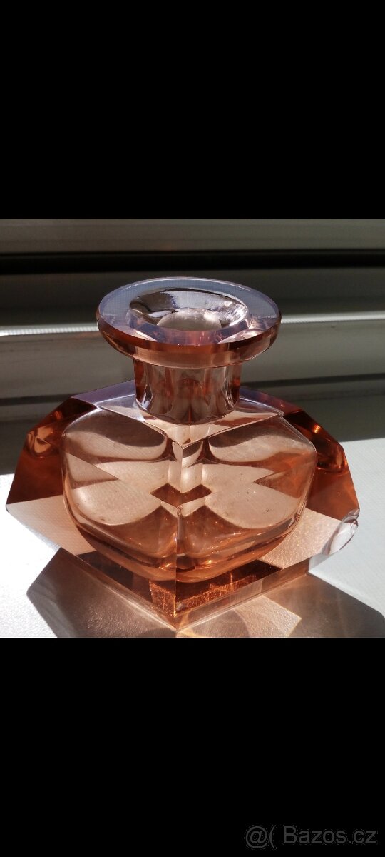 Staré sklo- rosalinové, medové broušené - 6