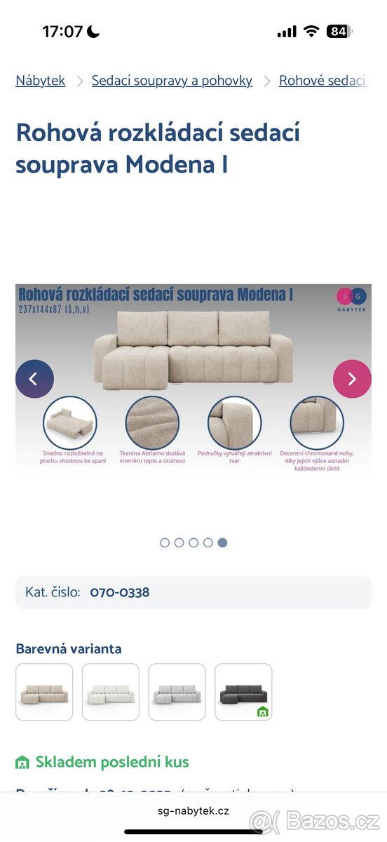 Rohová rozkládací sedací souprava Modena I Béžová - 6