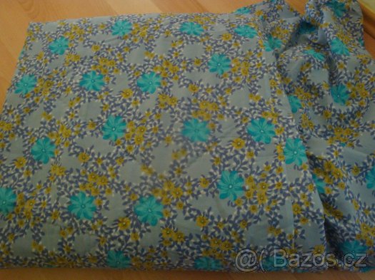 Retro přehoz přes manželskou postel - modrý s kytičkami - 6