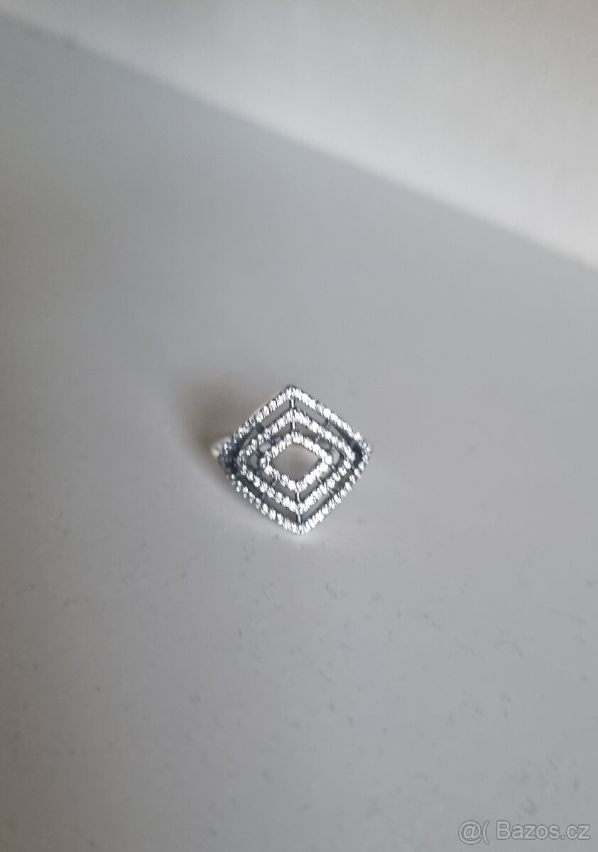 Nový dámský velký stříbrný prstýnek prsten 925 vel 56 třpyt - 6