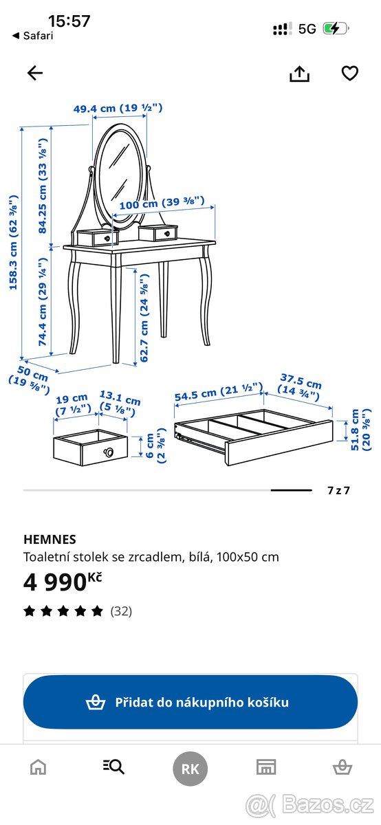 Hemnes toaletní stolek IKEA - 6