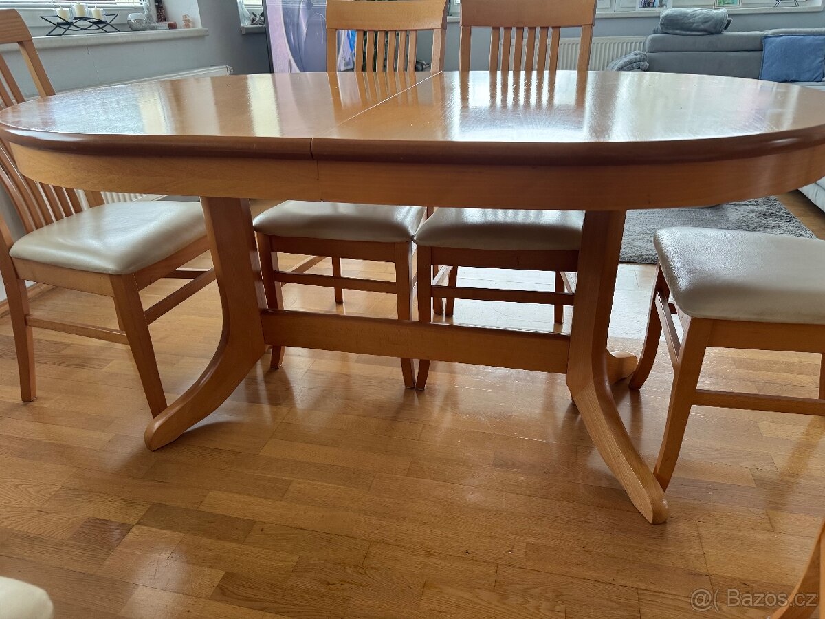 Set rozkladaci jidelní stůl a 6 židlí - 6