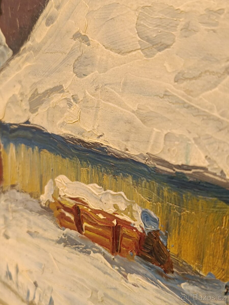 Obraz Zimní Šumava, olejomalba 43x78 - 6