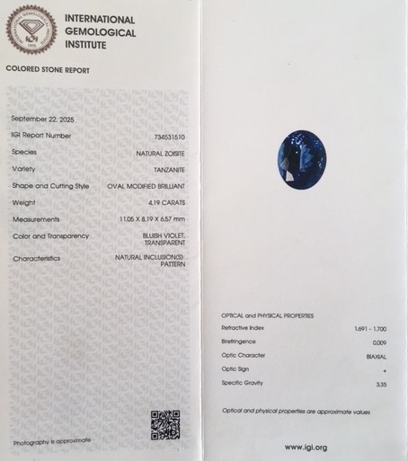 Tanzanit 4,19 karátu - 6