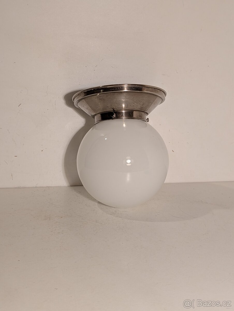 Art-Deco lustr z niklované mosazi, stropnice lampa - 6