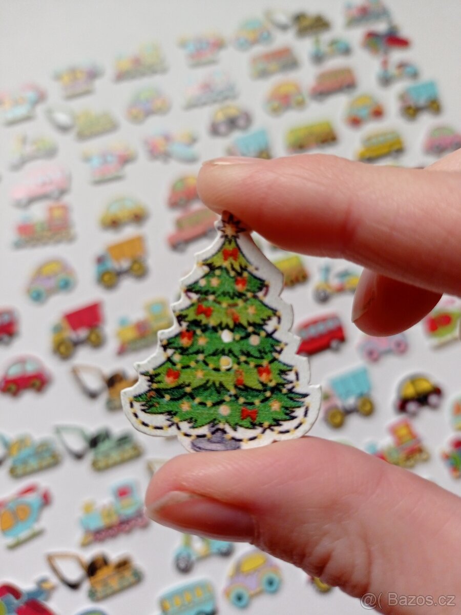 Dřevěné malované knoflíky různé druhy - nové - 6