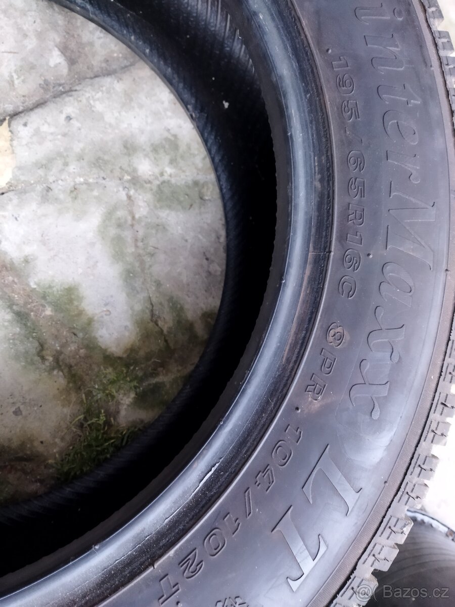 Pneu zimní 2.ks. Na dodávku 195 16/C.Skoro nejeté.Zátěžové. - 6