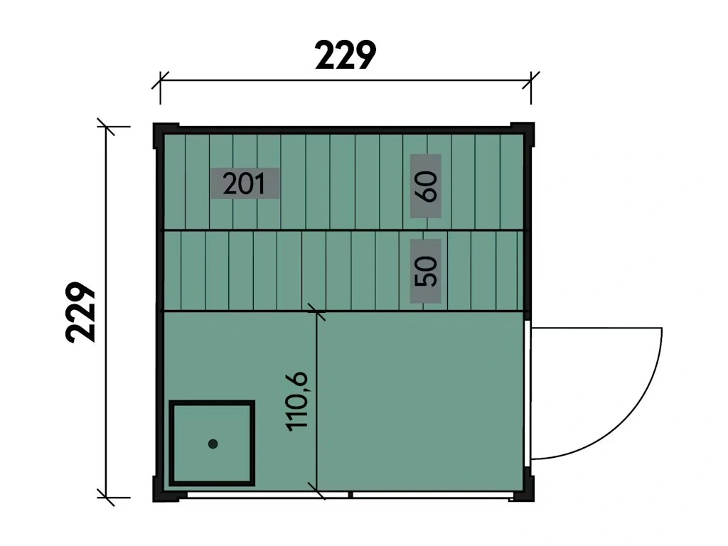 Finská izolovaná sauna SCANDI SLIM, 2,3x2,3 m - 6