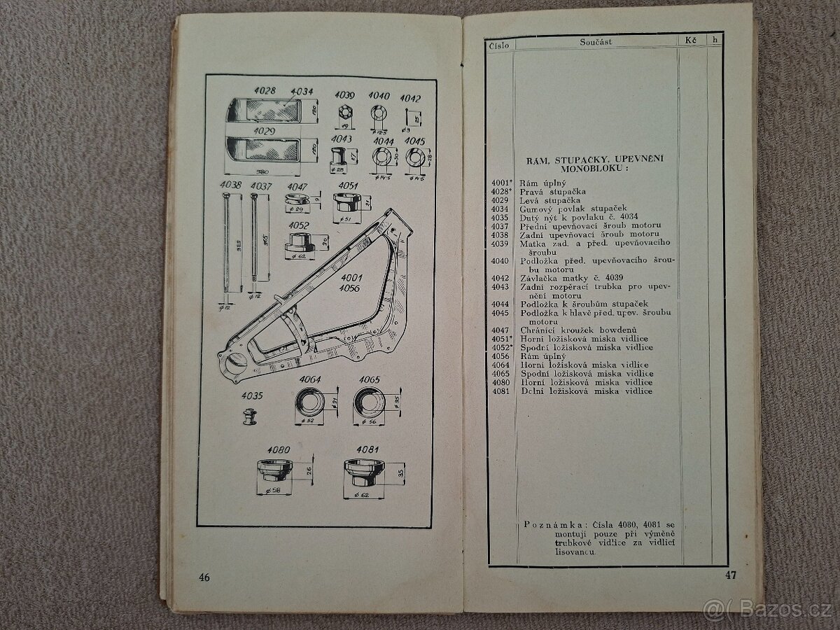 Seznam náhradních dílů Jawa 500 OHV Rumpál - 6