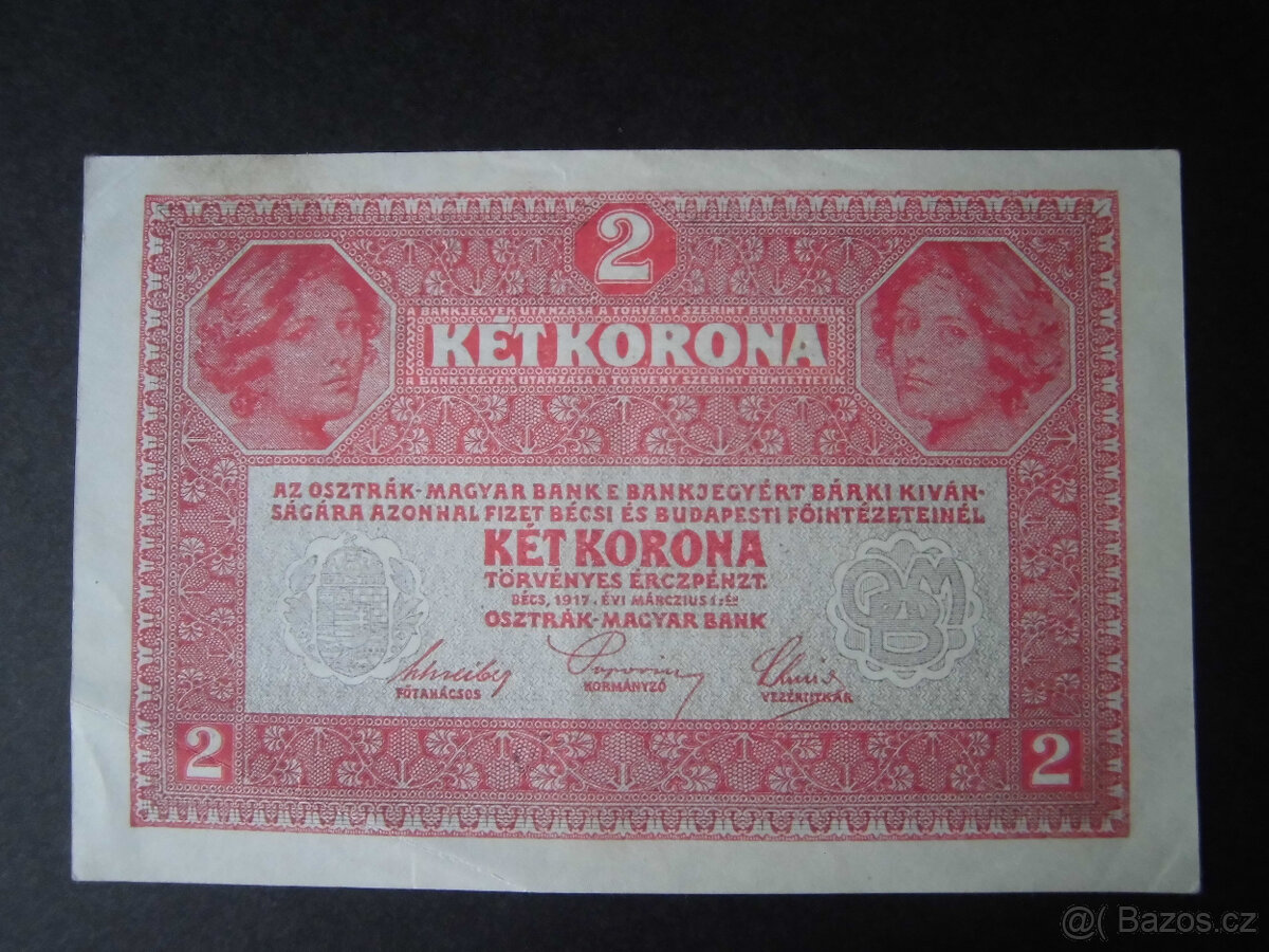 Bankovky Rakousko-Uhersko s přetiskem " 1K, 2K, 10K " - 6