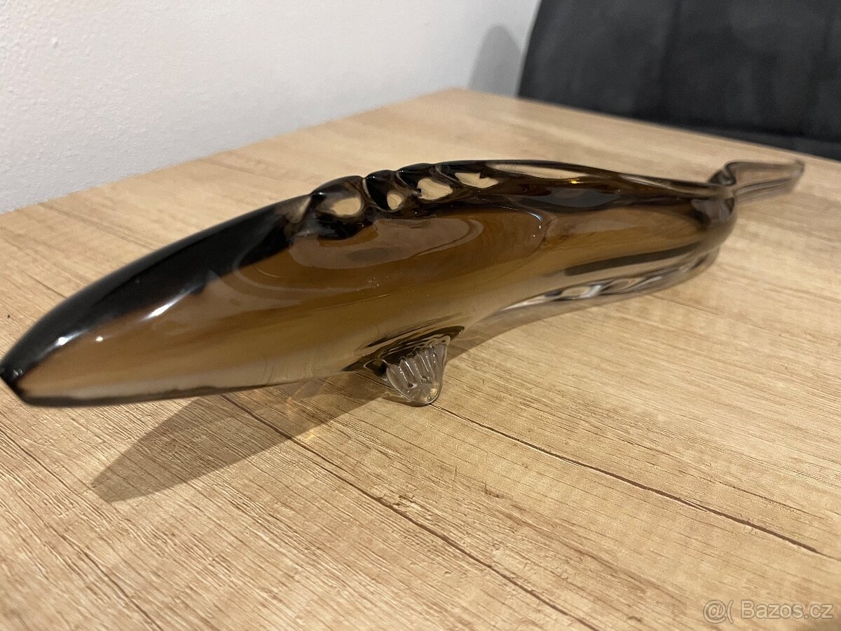 Skleněná ryba - úhoř, hutní sklo - 6