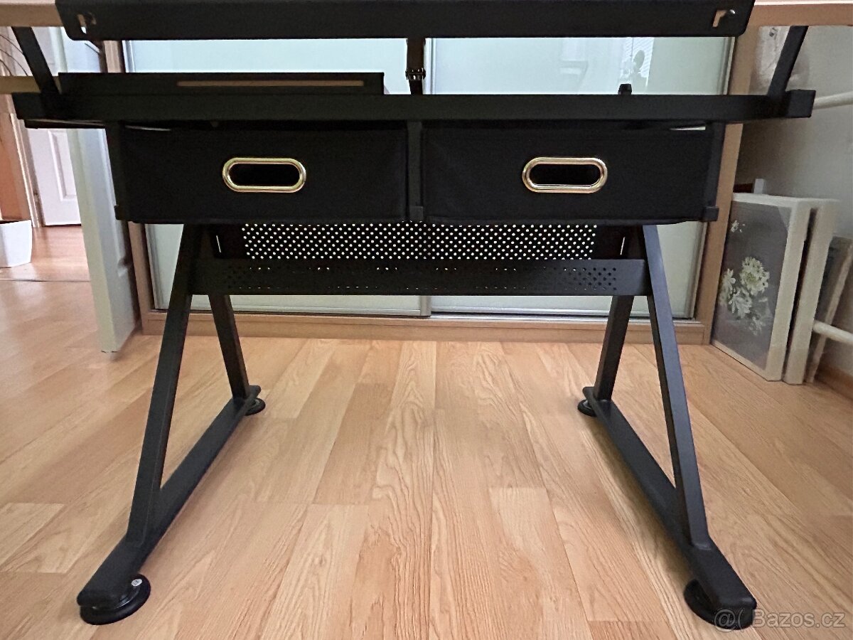 MIADOMODO PSACÍ STŮL S POLICEMI A TABURETEM, SV. DŘEVO/ČERNÁ - 6