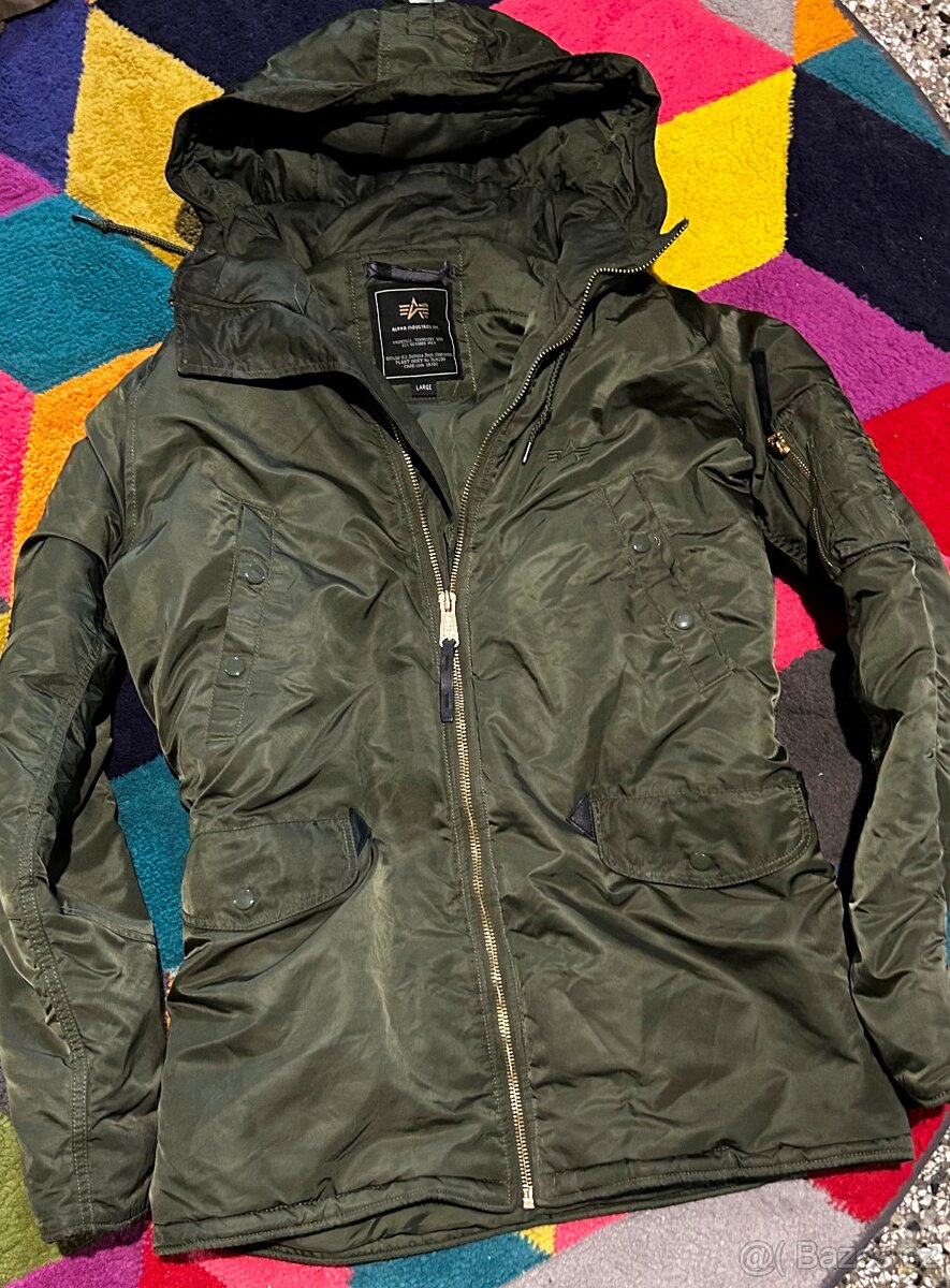 ALPHA-INDUSTRIES ZIMNÍ KHAKI PÁRKA -BUNDA LARGE(L-XL)–💪🏽 - 6
