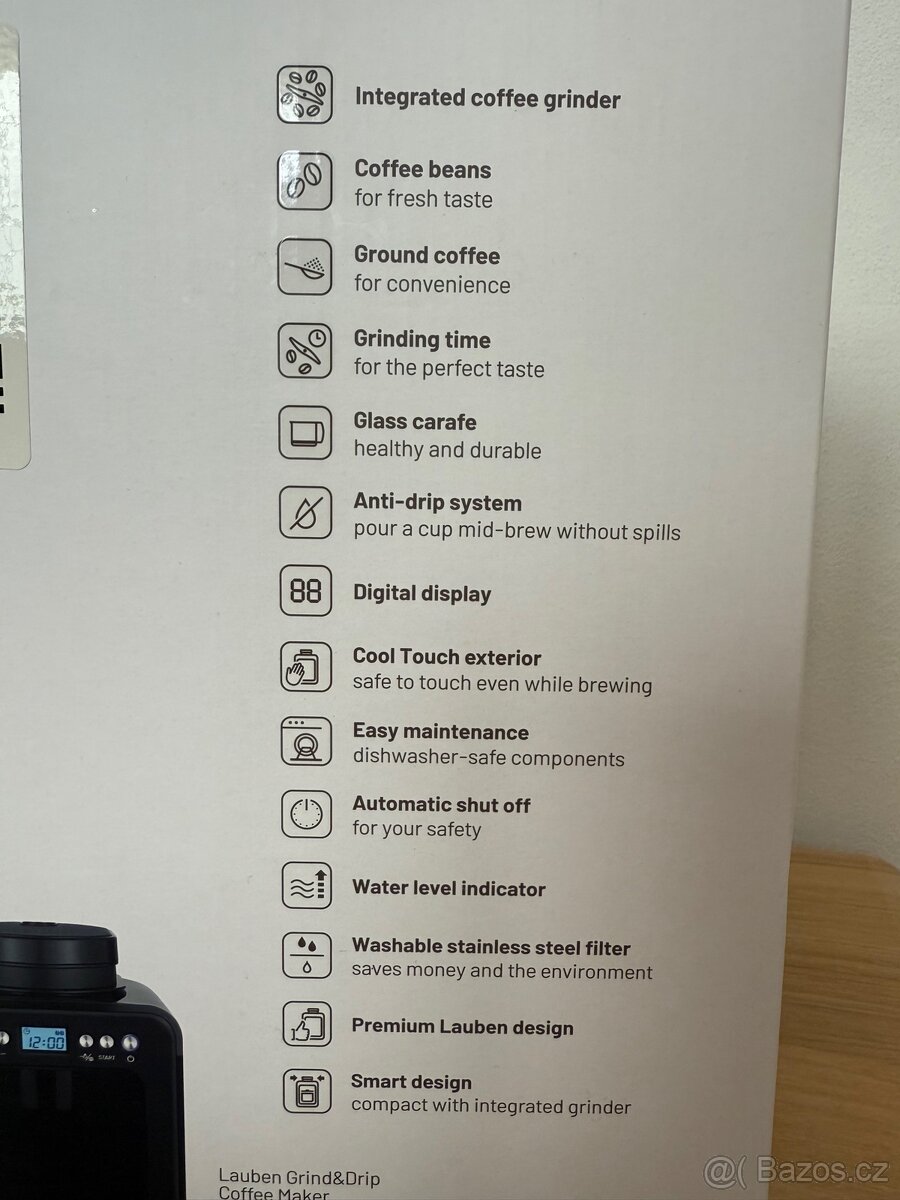 Lauben nový kávovar s mlýnkem 600BB černý - 6