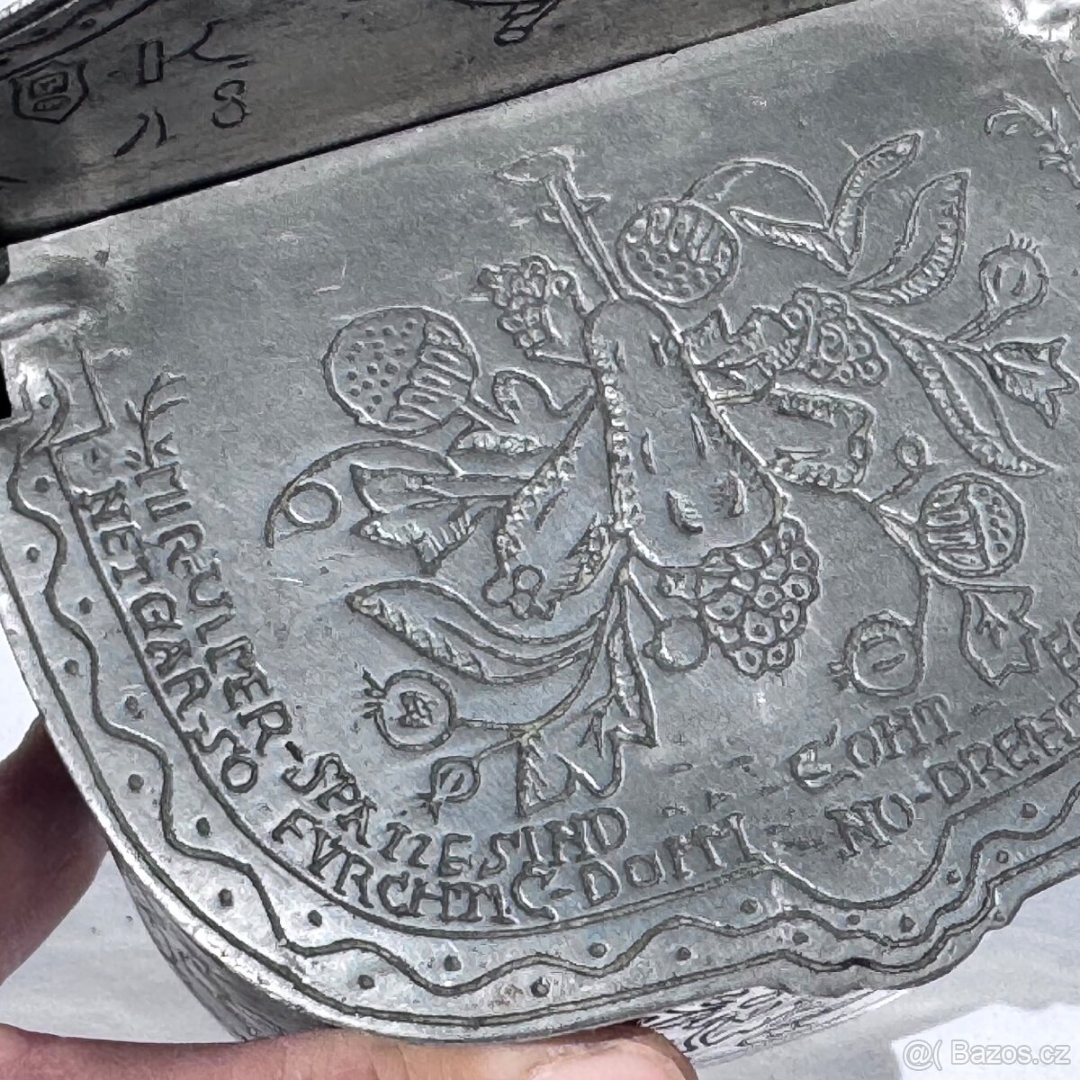 Starožitná cínová slánka s rokem 1814 - 6