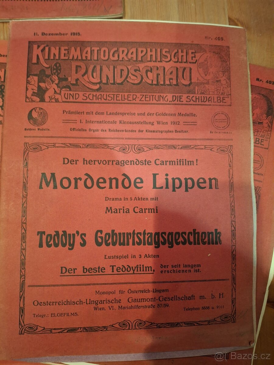 Prodam programy kin a divadel 1915 Vídeň - 6