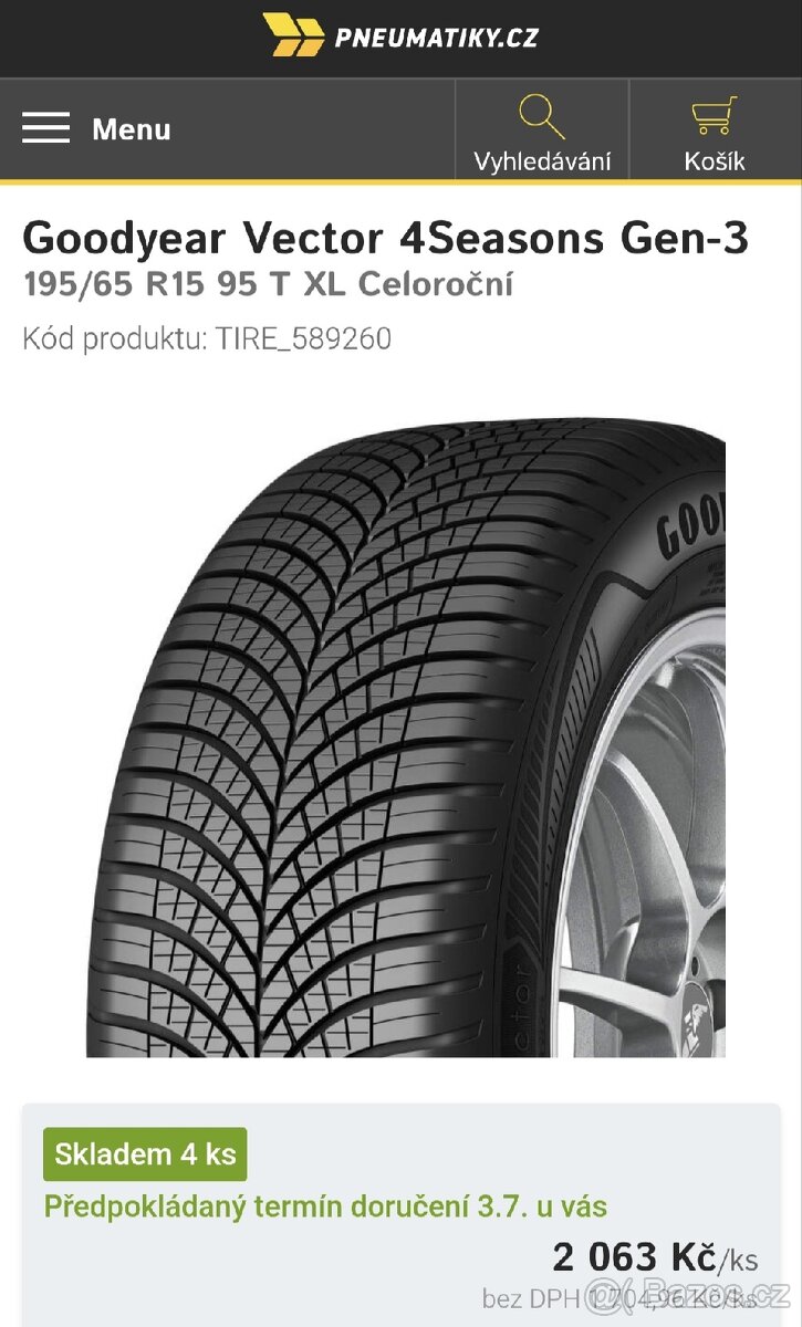 Pneu Goodyear celoroční nové - 6
