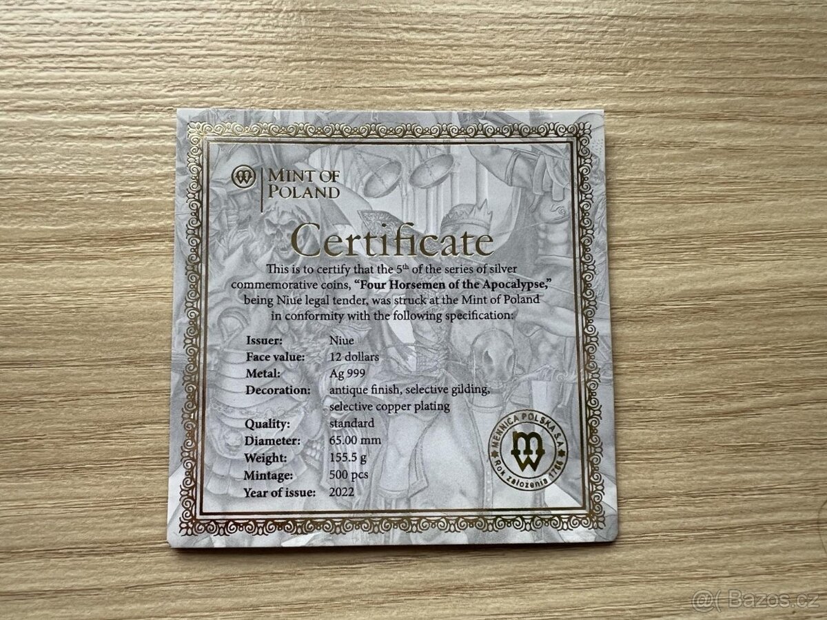 FOUR HORSEMEN OF APOCALYPSE 5 oz stříbrná mince 2022 - 6