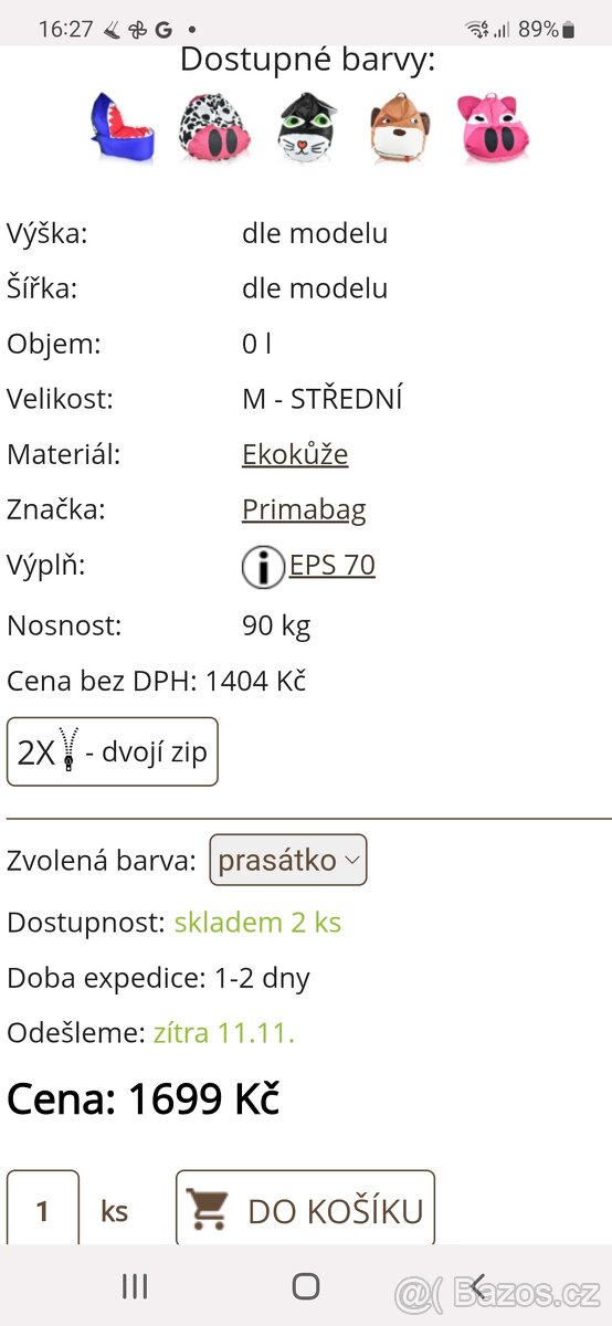 Sedaci vak / pytel Prasatko Primabag - 6