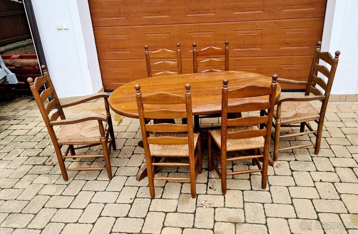 Masivní jídelní set, stůl z masivu - 6