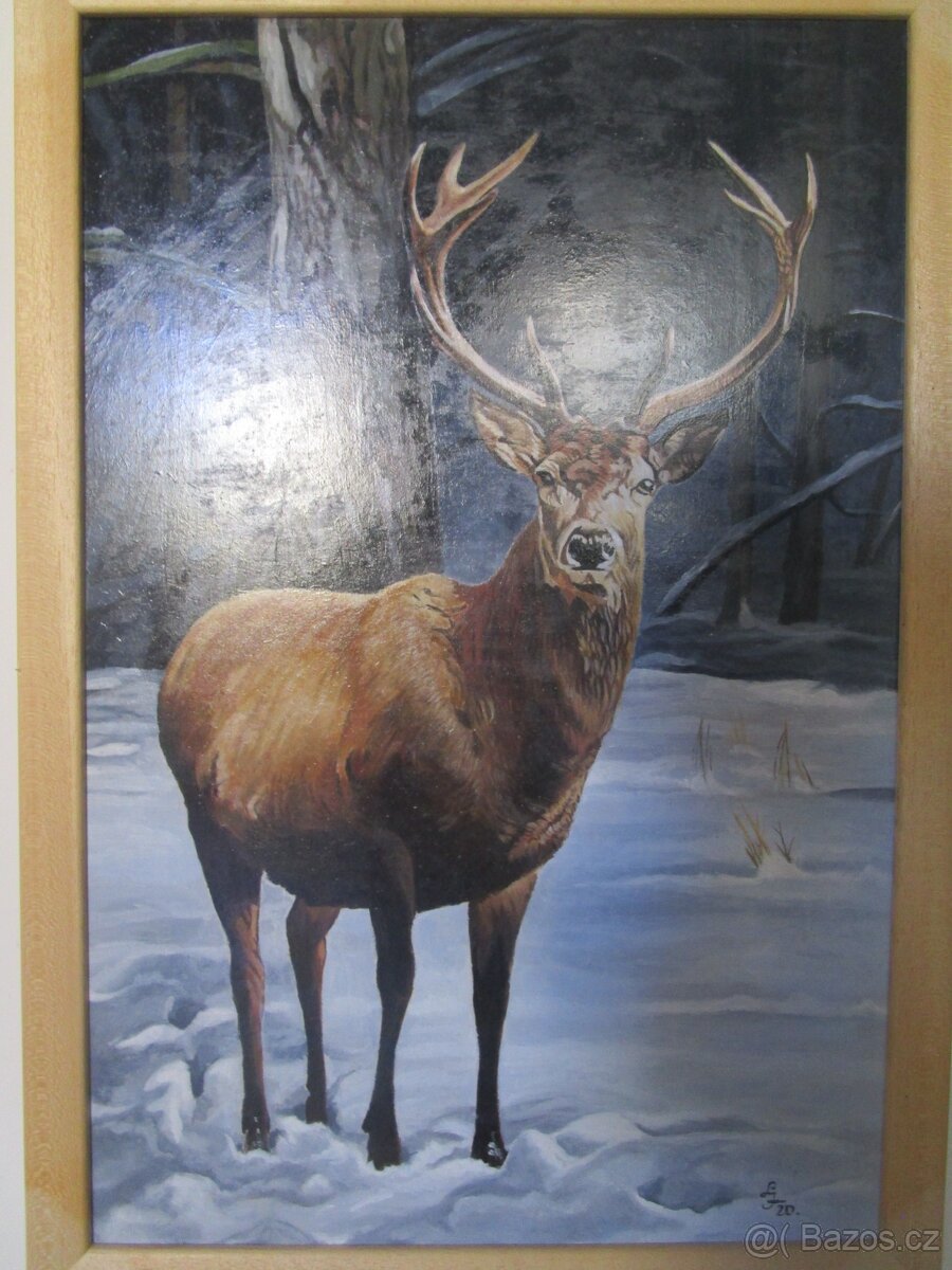 obrazy pro myslivce-bažant-tetřev-jelen-olejomalba - 6