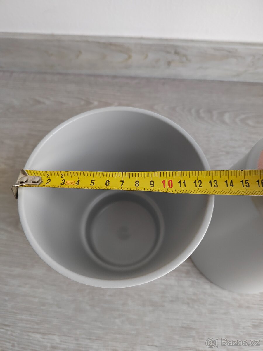 Keramicky obal / kvetinac sedy - 2ks - 6