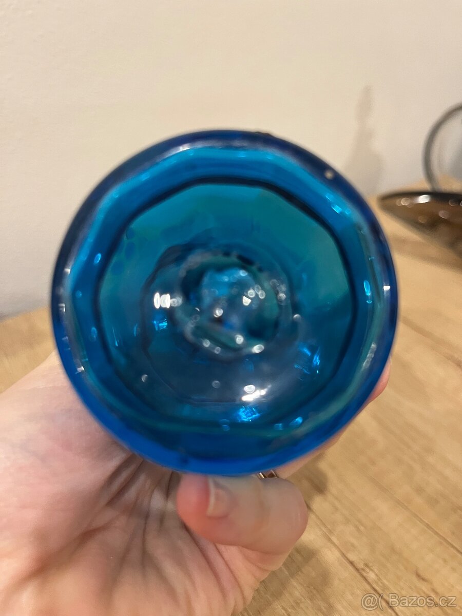 Stará modrá malovaná váza - 6