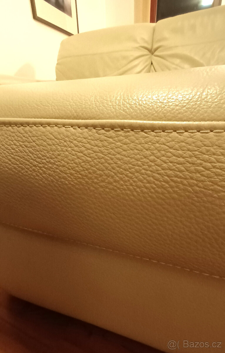 Kožená sedací souprava / sedačka, taburet - 6