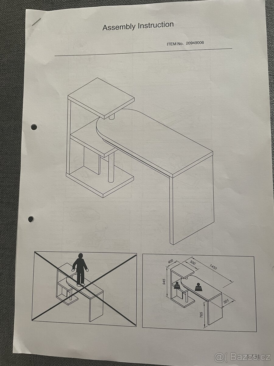 Bílý psací stůl Tape - 6