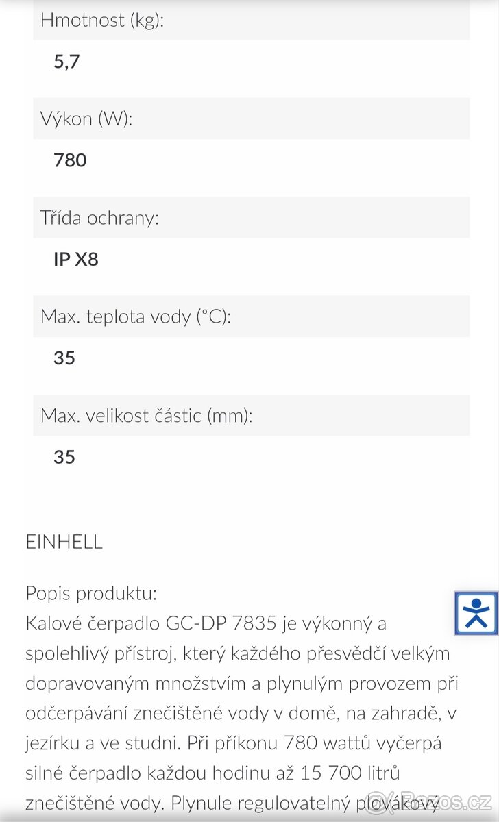 Kalové čerpadlo Einhell GC-DP 7835 - 6
