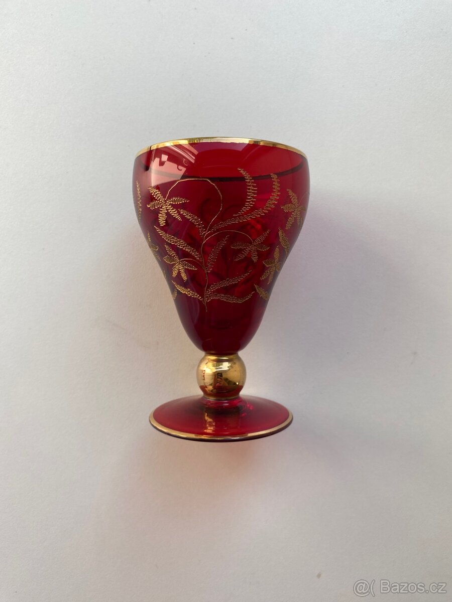 Vintage sada rubínových skleniček - 18 ks - 6
