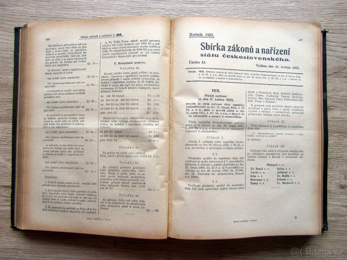 Sbírka zákonů a nařízení 1923 – prodej sbírky starých knih. - 6