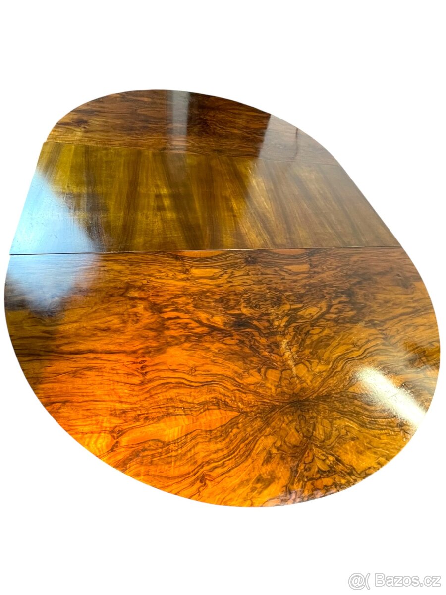 Starožitný jídelní stůl – Art Deco – rozkládací, hruška - 6