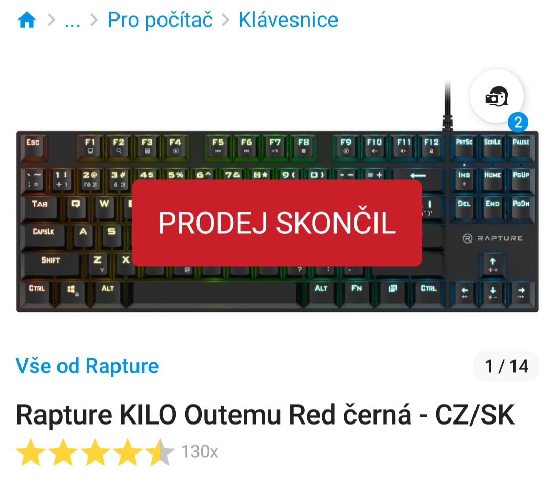 Herní mechanická klávesnice Rapture KILO (Red Spínače) - 6