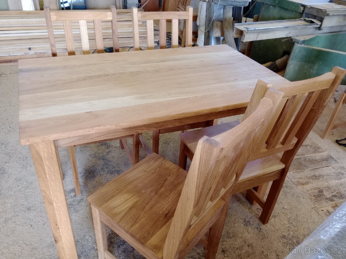 Jídelní stůl a židle masiv dub set - 6