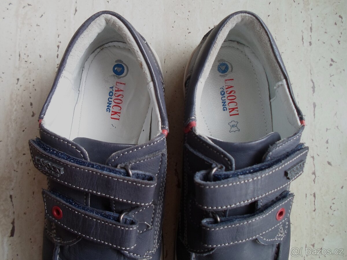 Modré boty polobotky kožené - 35 nové - 6