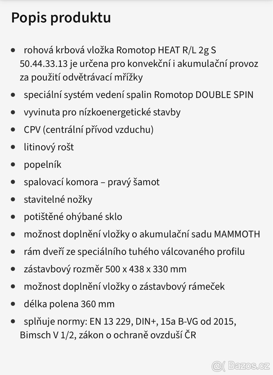 Krbová vložka ROMOTOP - rohová, levá - 6