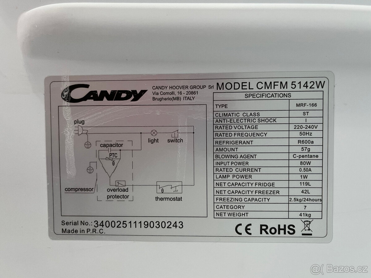 Lednice Candy CMFM 5142W - 6