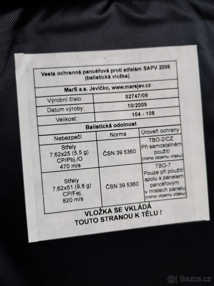 ačr balistická helma vesta vz.95 - 6