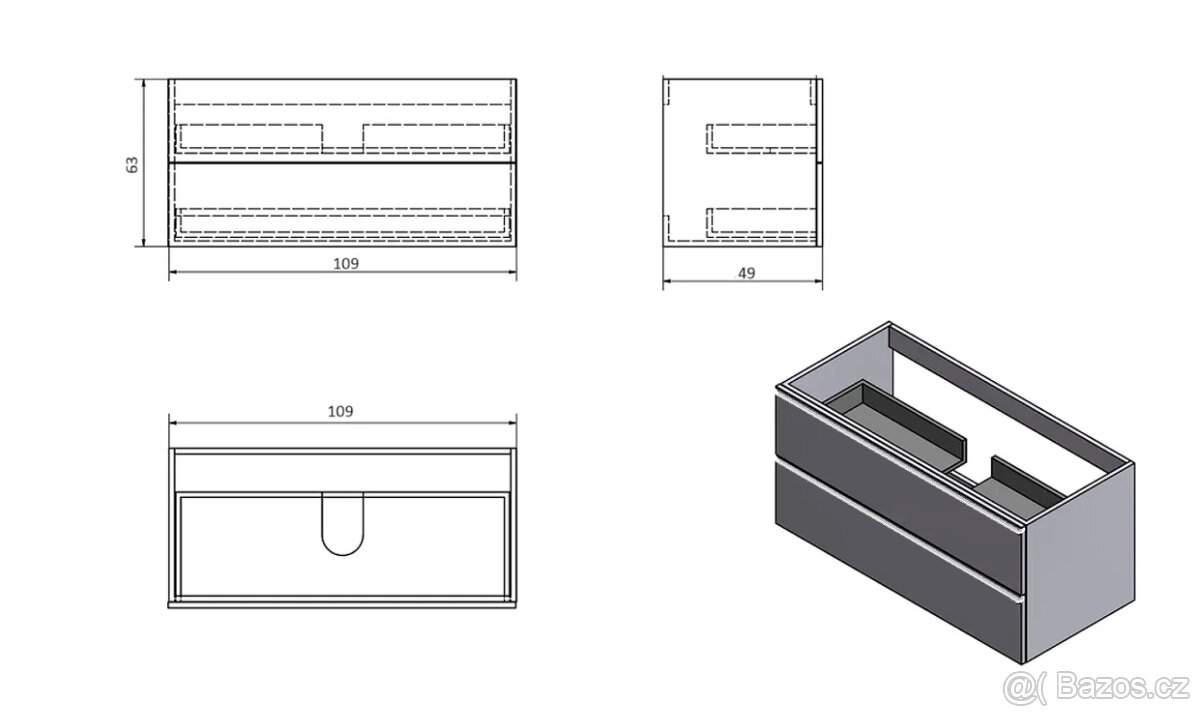 Umyvadlo se skříňkou a zrcadlem 110x50 - 6