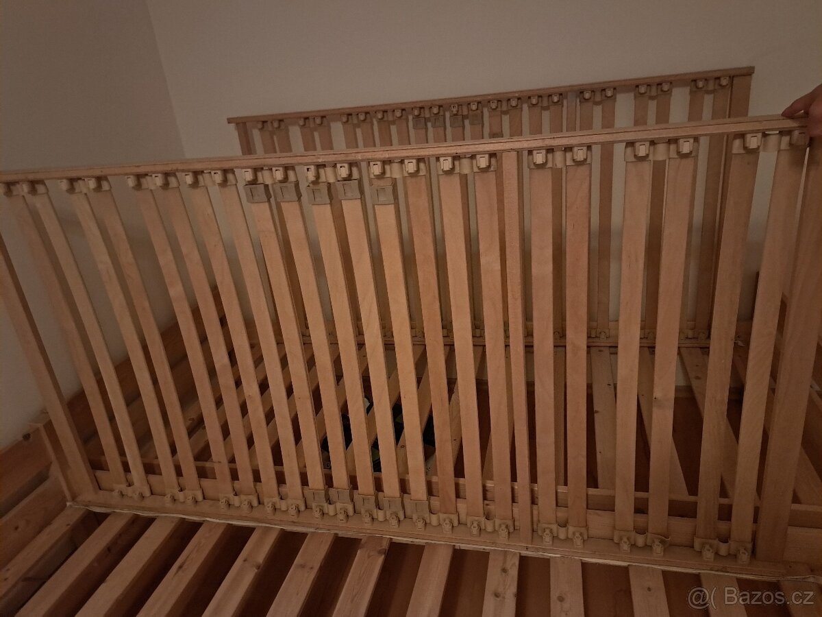 2x dřevěná postel 90x200 + rošty, Brno - 6