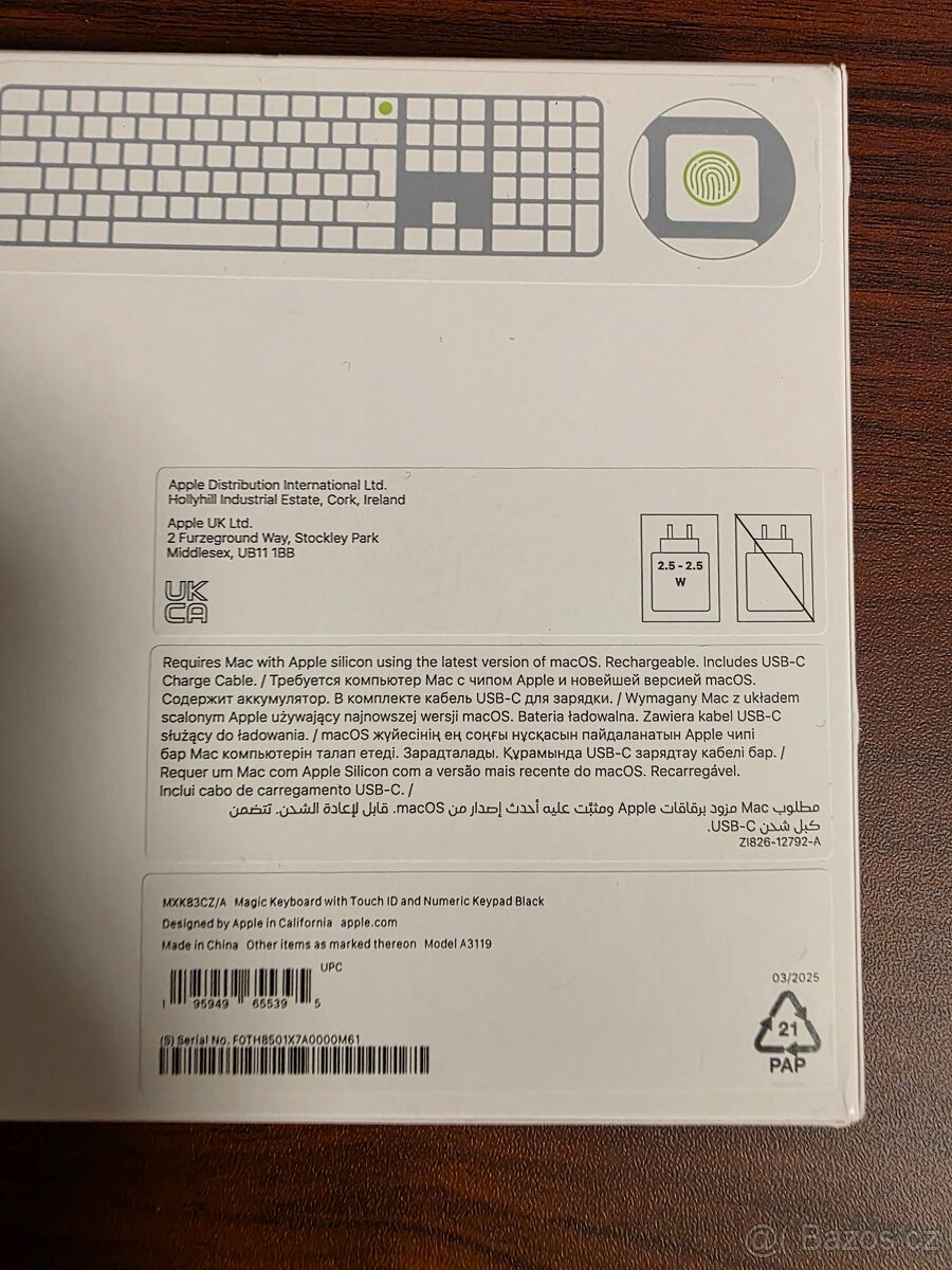 Apple Magic Keyboard s Touch ID CZ - černá (USB-C) - 6