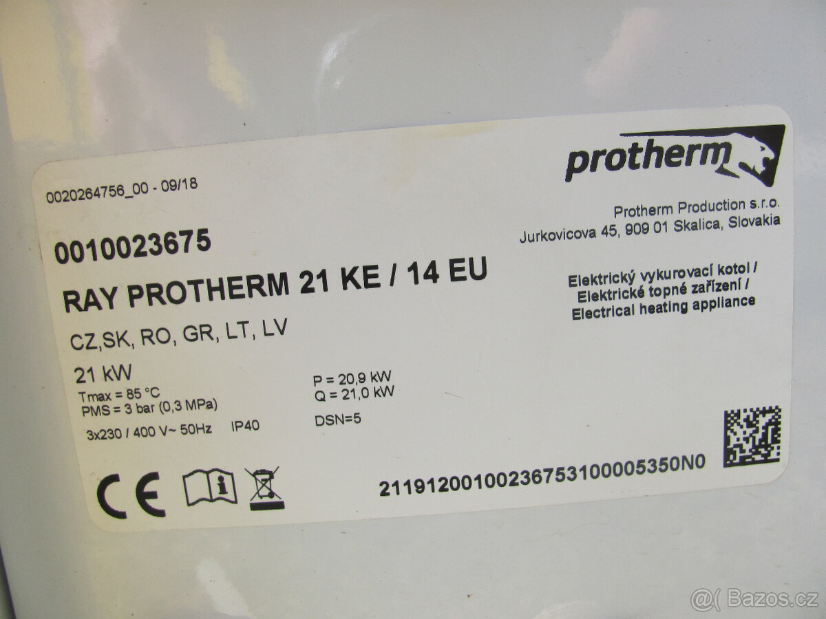 ELEKTROKOTEL PROTHERM RAY 21KE - 21KW - 6