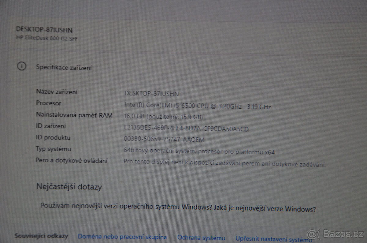HP EliteDesk 800 G2 SFF i5/16 GB/SSD128+500GB/záruka - 6