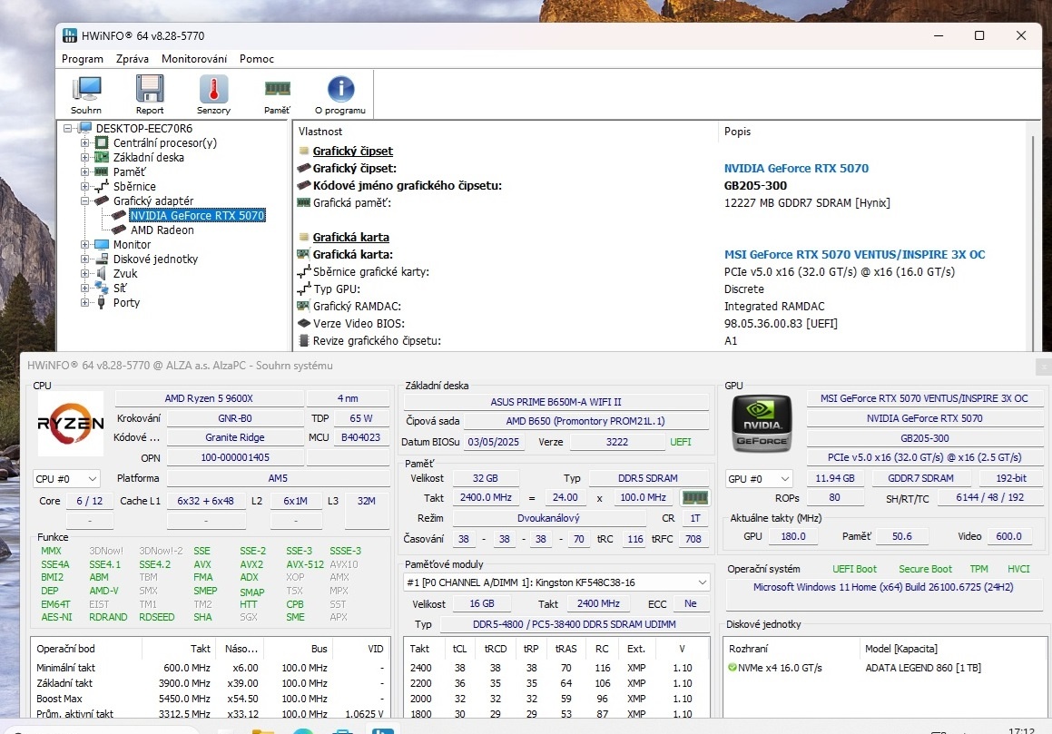 ⭐Herní PC-RTX 5070 12GB/Ryzen 9600X AM5 /1TB/32GB /ZÁRUKA - 6