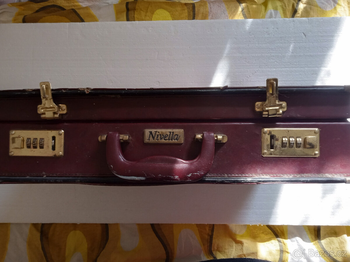 kufřík kožený hnědovínový retro - 6