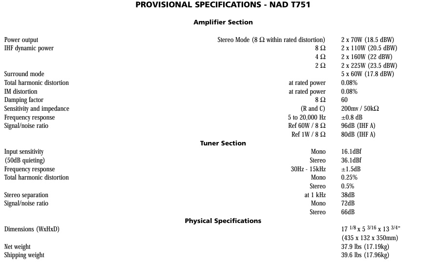5.1 Receiver NAD T751 + CD NAD 524 - 6