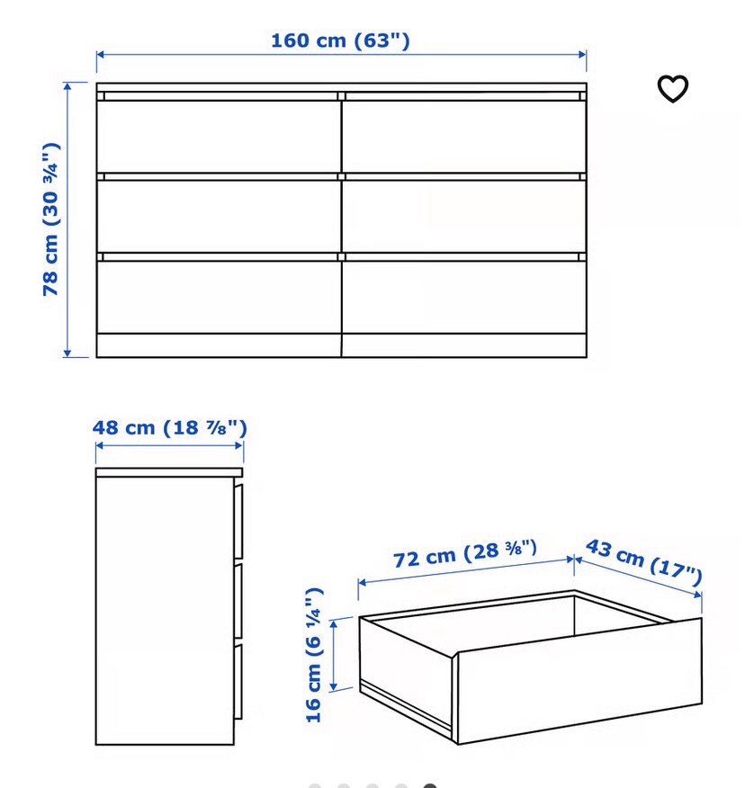 Komoda IKEA- Malm, s 6-ti zásuvkami - 6